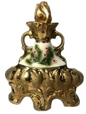 Vintage 1972 James B Jim Beam Weeping Gold Whisky Flowers Decanter Empty Bottle 